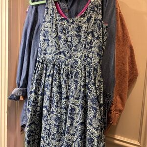 Levi's Navy and Cream Paisley Sundress with Pink Trim